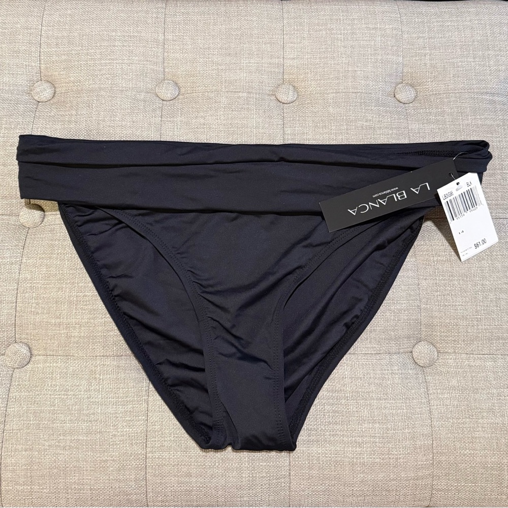 La Blanca Island Goddess Shirred Band Hipster Bottom - Black